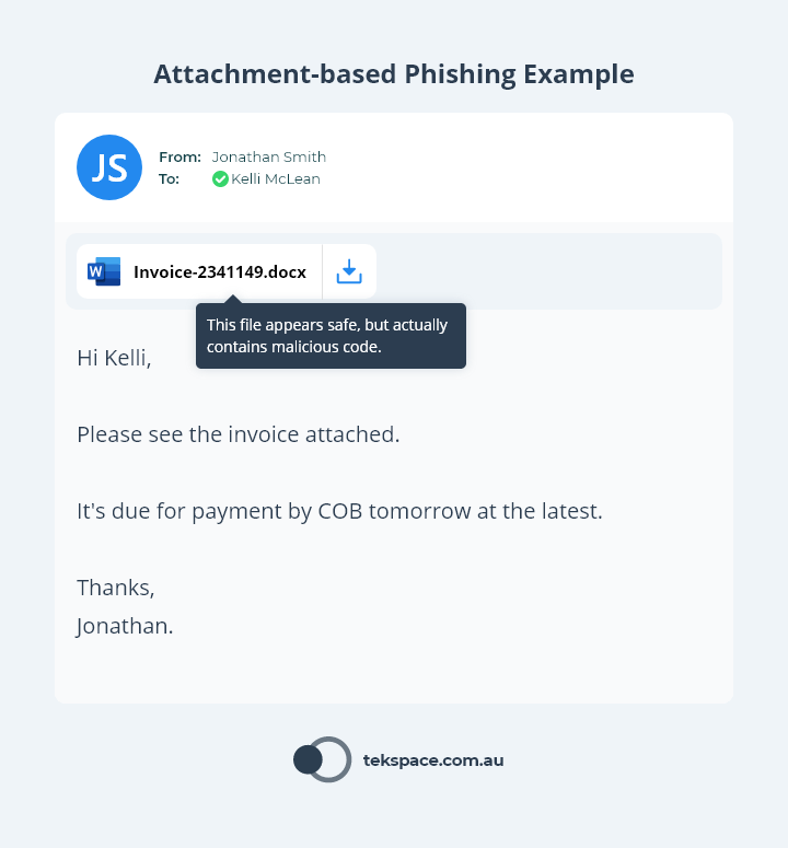 Example of an Attachment-based Phishing Email